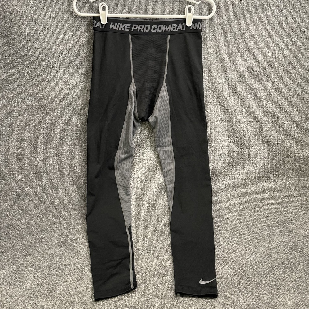 Nike Pro Combat Fit Compression Leggings Mens Sz M Black Gray Training